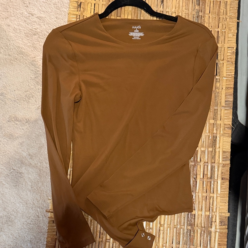 Nuuds chocolate Long Sleeve crewneck bodysuit